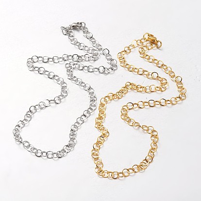 Boy's 304 Stainless Steel Rolo Chain Necklace, with Lobster Claw Clasps, 17.71 inch(450mm)
