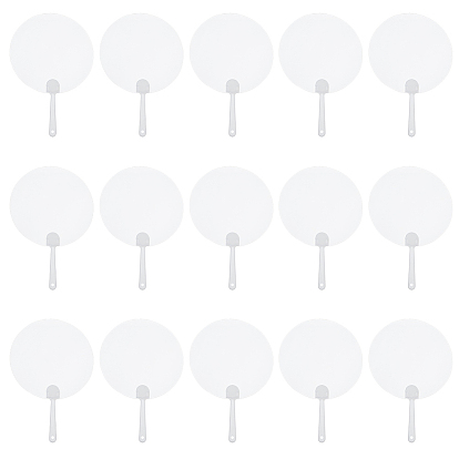 15Pcs Transparent PVC Hand Held Fan, Blank Painting Fans, for Kids DIY Crafts
