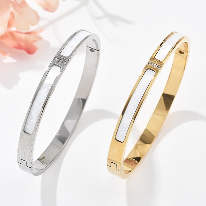 304 из нержавеющей стали браслеты горный хрусталь для женщин, с оболочкой, ионное покрытие (ip)