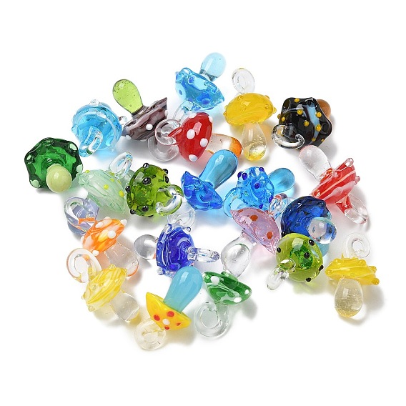 Подвески лэмпворк ручной работы, неровный, гриб, кристально чистый