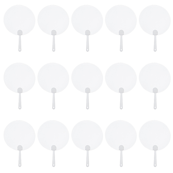 15Pcs Transparent PVC Hand Held Fan, Blank Painting Fans, for Kids DIY Crafts