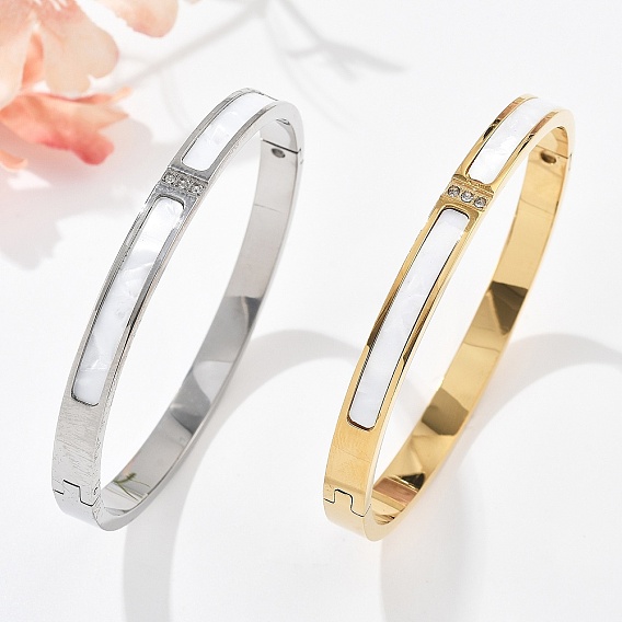 304 из нержавеющей стали браслеты горный хрусталь для женщин, с оболочкой, ионное покрытие (ip)