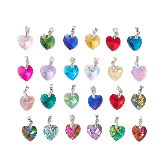 Стеклянные подвески, с латунной фурнитурой , сердце