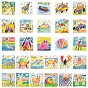 54Pcs Square Picture PVC Waterproof Sticker Labels, Self-adhesion, for Suitcase, Skateboard, Refrigerator, Helmet, Mobile Phone Shell