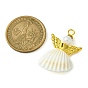Spiral Shell Angel Pendants, Angel Charms with Alloy Wing