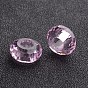 76 Faceted Glass European Beads, Large Hole Beads, No Metal Core, Rondelle, 14x7mm, Hole: 5.5mm