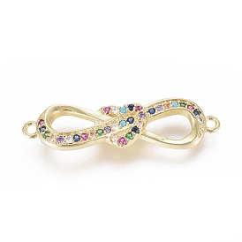 Brass Micro Pave Cubic Zirconia Links Connectors, Bowknot