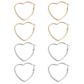 4 пары 2 цветные железные серьги-кольца, сердце