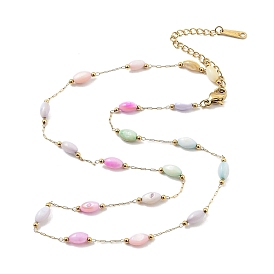 Colorful ABS Plastic Oval Link Chain Necklaces, 316 Surgical Stainless Steel Jewelry for Women