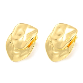 Rack Plating Brass Leaf Stud Earrings, Long-Lasting Plated, Lead Free & Cadmium Free
