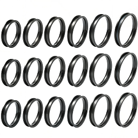 18 шт. 6 стили 201 нержавеющая сталь рифленые кольца для пальцев, кольцевой сердечник, для изготовления инкрустации