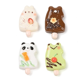 Opaque Resin Imitation Food Decoden Cabochons, Animal Ice Lolly Mixed Shapes