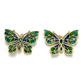 Brass Micro Pave Cubic Zirconia Pendants, with Enamel and Jump Rings, Long-Lasting Plated, Butterfly