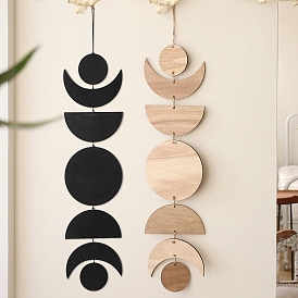 Wood Moon Phase Pendant Decorations, with Rope, For Home Wall Hanging Decoration