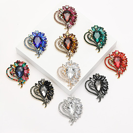 Alloy Rhinestone Brooch for Backpack Clothes, Heart