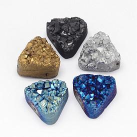 Galvaniques Druzy naturelle perles de cristal de quartz, triangle