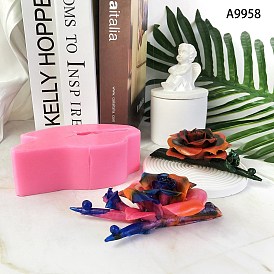 Valentine's Day Rose Incense Holder DIY Silicone Molds, Resin Plaster Cement Casting Molds
