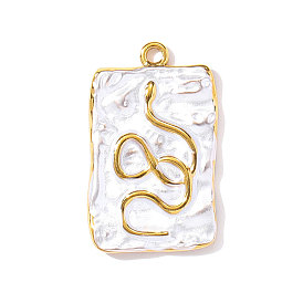 304 нержавеющей стальной эмали подвески, прямоугольник со змеиными подвесками, ионное покрытие (ip), реальный 18 k позолоченный