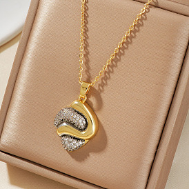 Геометрическая инкрустация латунного кубического циркония полое ожерелье, идеально подходит для Дня святого Валентина и дней рождения