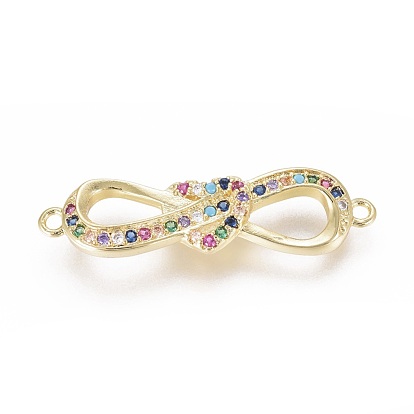 Brass Micro Pave Cubic Zirconia Links Connectors, Bowknot