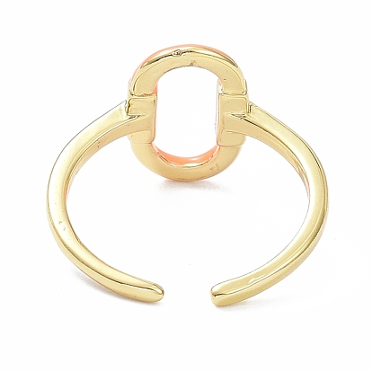 Brass Enamel Cuff Rings, Real 18K Gold Plated, Long-Lasting Plated, Oval