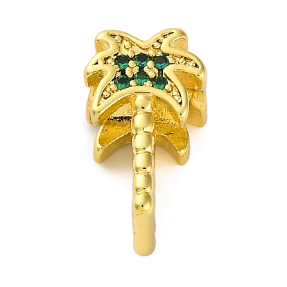 Реечное покрытие латунь микро паве кубический цирконий европейские бусины, дерево, бусины с большим отверстием, долговечный, без кадмия и без свинца