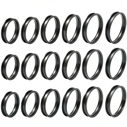 18 шт. 6 стили 201 нержавеющая сталь рифленые кольца для пальцев, кольцевой сердечник, для изготовления инкрустации