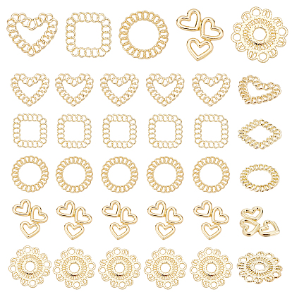 50 Pcs 5 Style Rack Plating Alloy Filigree Joiners Links, Cadmium Free & Lead Free