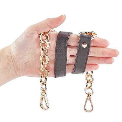 Cowhide Leather Cord Chain Bag Strap, with Zinc Alloy Clasp, Replacement Handbag Decoration Bags Straps