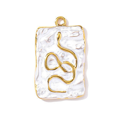 304 нержавеющей стальной эмали подвески, прямоугольник со змеиными подвесками, ионное покрытие (ip), реальный 18 k позолоченный