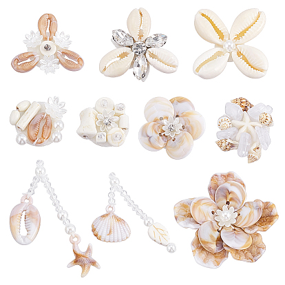 10шт. 10 стили, украшения из натурального фетра и ракушек, аксессуары, разнообразные, с пластиковой имитационной жемчужиной, для одежды своими руками, пакет, брюки, украшение обуви