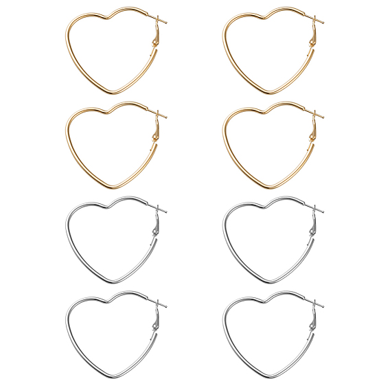 4 пары 2 цветные железные серьги-кольца, сердце