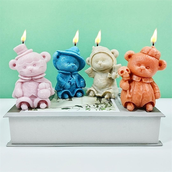 Хэллоуин медведь призрак с черепом/летучей мышью/звездой DIY силиконовые формы для свечей, для изготовления ароматических свечей