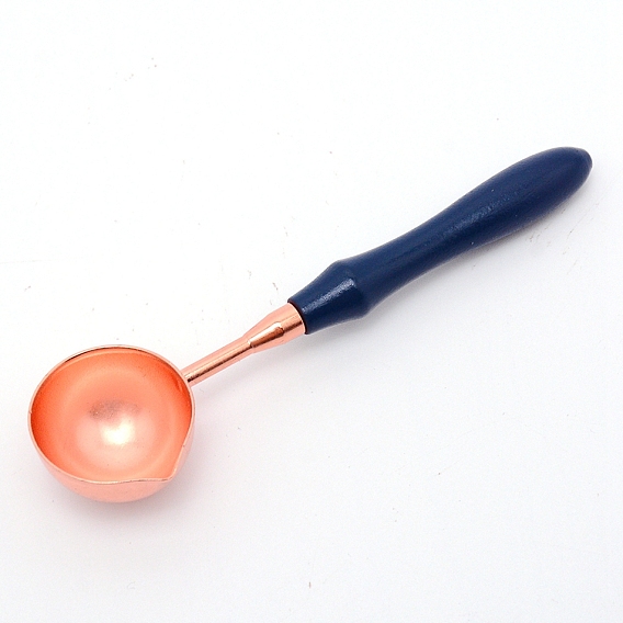 Brass Handle Wax Sealing Stamp Melting Spoon, with  Wooden Handle, for Wax Seal Stamp Melting Spoon Wedding Invitations Making