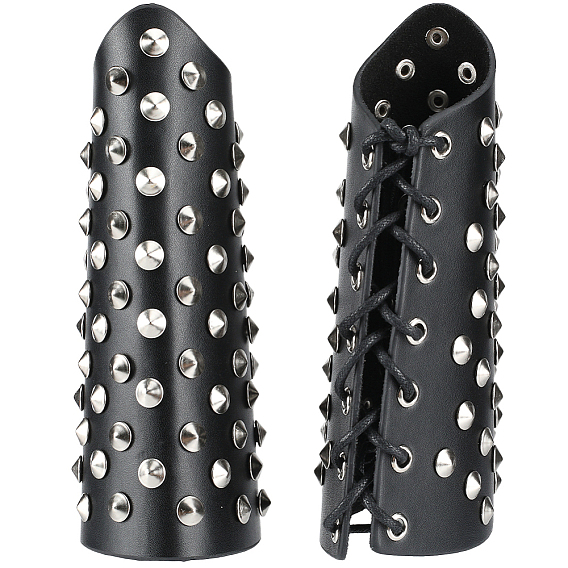 Регулируемый кожаный шнурок браслет, наручная перчатка с железными заклепками, манжета для защиты запястья для мужчин