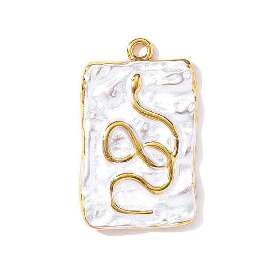 304 нержавеющей стальной эмали подвески, прямоугольник со змеиными подвесками, ионное покрытие (ip), реальный 18 k позолоченный