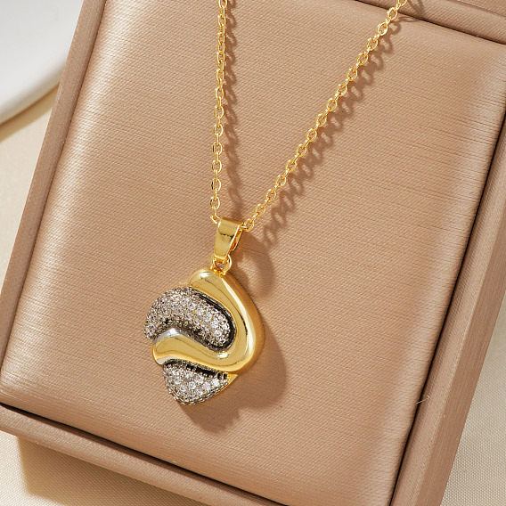 Геометрическая инкрустация латунного кубического циркония полое ожерелье, идеально подходит для Дня святого Валентина и дней рождения