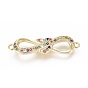 Brass Micro Pave Cubic Zirconia Links Connectors, Bowknot