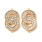 Brass Pave Clear Cubic Zirconia Connector Charms, Number 8 Links, Rack Plating, Long-Lasting Plated, Cadmium Free & Lead Free