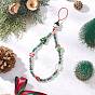 Рождественские елки мобильные аксессуары, с плетеной нейлоновой нитью, стеклянными бусинами, бусинами лэмпворк ручной работы, бусинами лэмпворк из серебряной фольги ручной работы и непрозрачными акриловыми бусинами
