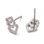 304 Stainless Steel Stud Earrings, Hollow Heart