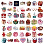 50Pcs Christmas Gift Box Paper Sticker Labels, Self-adhesion, for Suitcase, Skateboard, Refrigerator, Helmet, Mobile Phone Shell