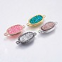 Druzy Resin Links Connectors, with Brass Finding, Oval