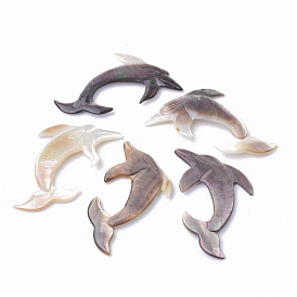 Black Lip Shell Cabochons, Dolphin