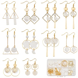 Набор для самостоятельного изготовления сережек-подвесок из натуральных ракушек, латунные серьги-подвески
