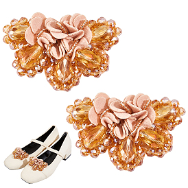 2 шт. пряжек для обуви с цветочным узором и тканью, с железными зажимами