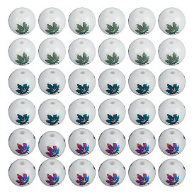 CHGCRAFT 240Pcs 3 Colors Autumn Theme Electroplate Glass Beads, Round with Maple Leaf Pattern