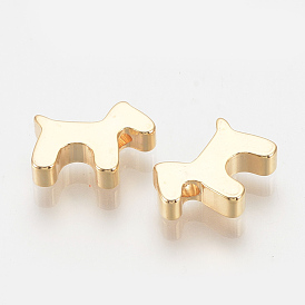 Brass Puppy Charms, Nickel Free, Real 18K Gold Plated, Dog Silhouette