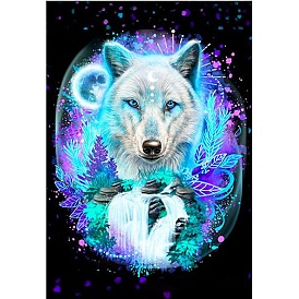 Набор для алмазной живописи волка своими руками, включая сумку со стразами из смолы, алмазная липкая ручка, поднос тарелка и клей глина