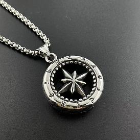 Модные ожерелья с подвеской в виде восьмиконечной звезды из нержавеющей стали в виде автомобильного колеса для мужчин